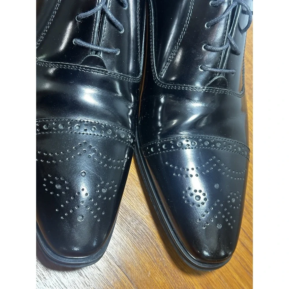 Versace Collection Oxford Dress Shoes Mens 43 Black Leather Lace Up Business 10